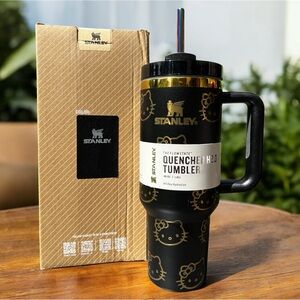 Stanley Black Tumbler with Gold Accents
